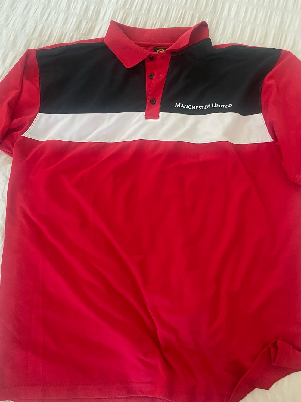 Manchester United Red Polo with Black & White Stripe XL men’s